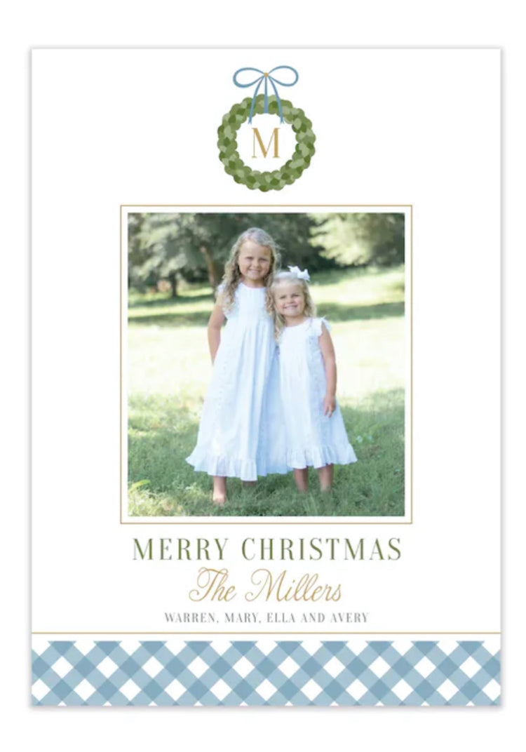 Gingham with Wreath Holiday Photo Card