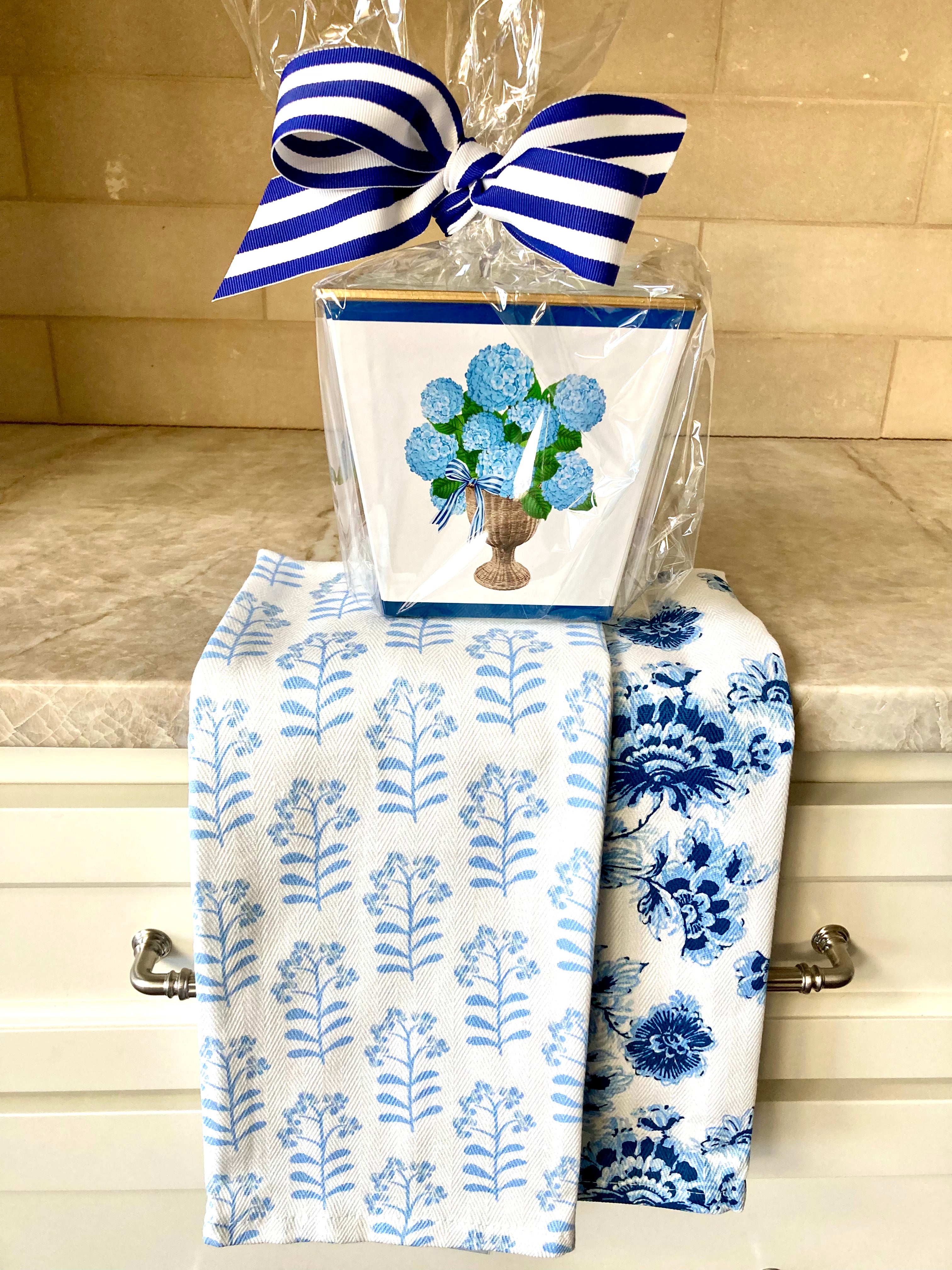 Block Print Blue Tea Towel