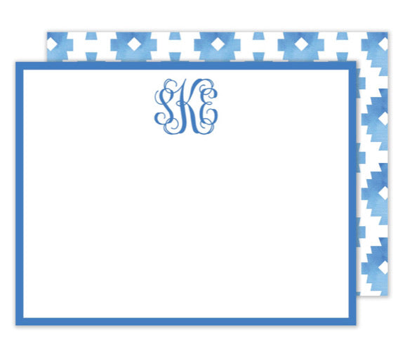 Blue Aztec Personalized Flat Notecards
