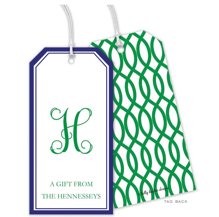 Green Garden Gate Monogram Personalized Gift Tag