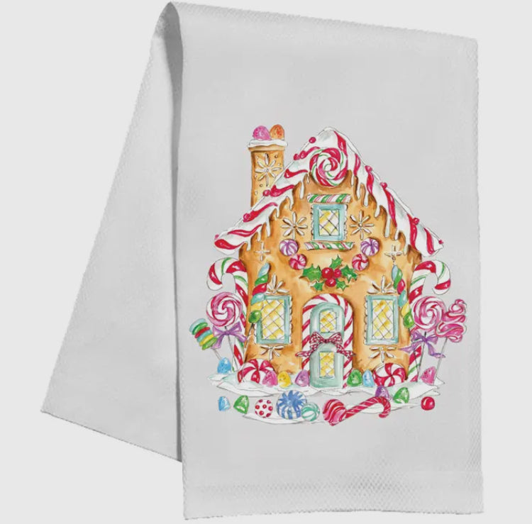 Gingerbread House with Christmas Candy Tea Towel