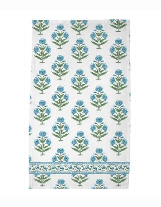 Mughal Blue Blooms Poly Twill Tea