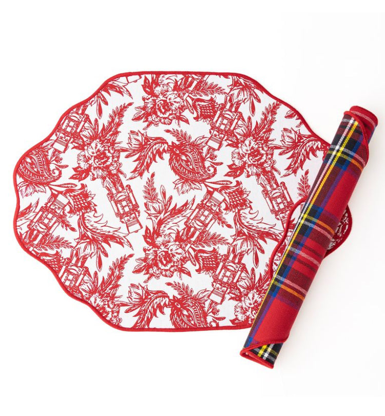 Christmas Stewart Plaid/Nutcracker Toile Reversible placemats