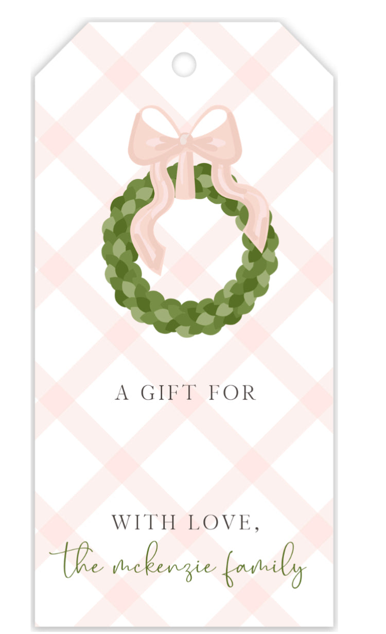 Lattice Wreath Personalized Gift Tag