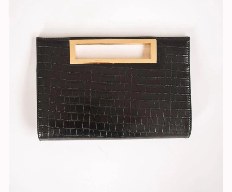 Chloe Black Croc Clutch
