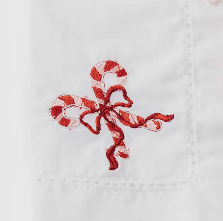 Embroidered Candy Cane Dinner Napkins