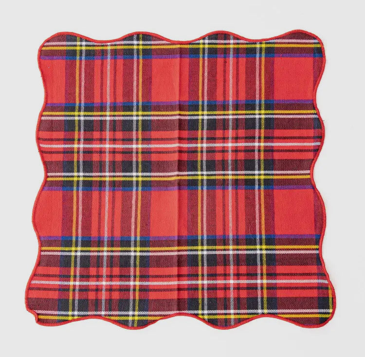 Scalloped Red Stewart Plaid Napkins