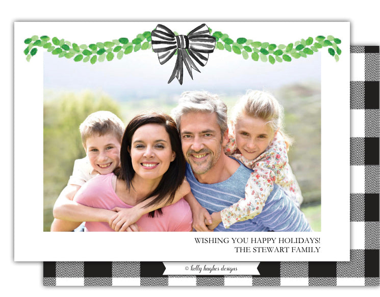 Black and White Bow  Holiday Photo Card