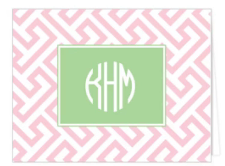 Athens Pink  Monogrammed  Personalized Folded Notecards