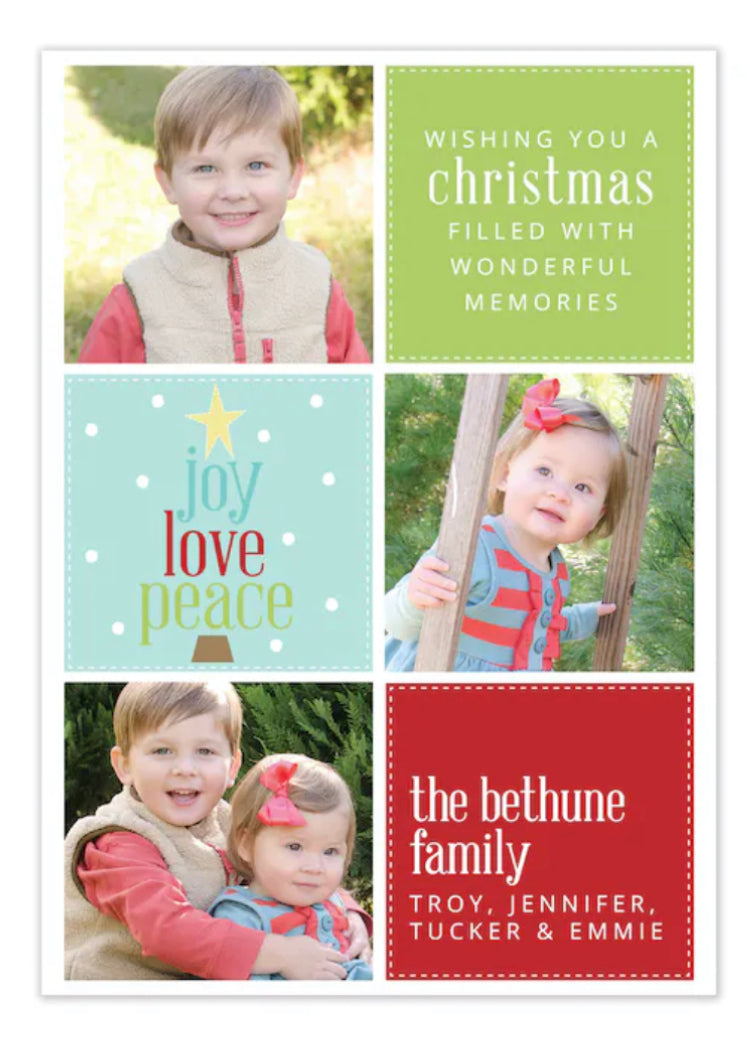 Joy Love Peace Christmas Holiday Photo Card