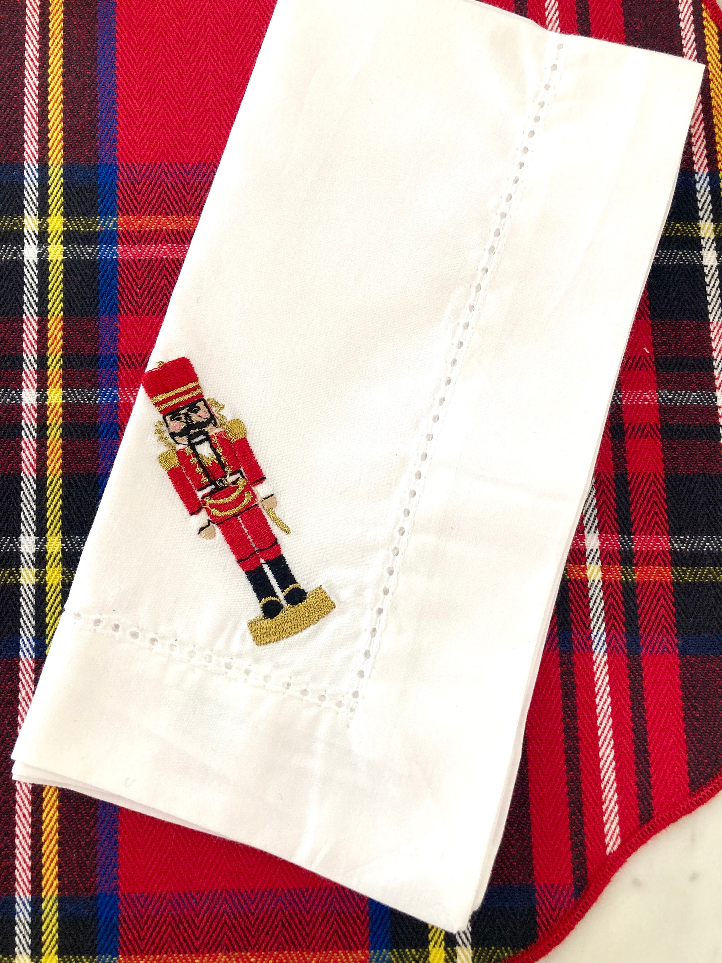 Embroidered Nutcracker Dinner Napkins