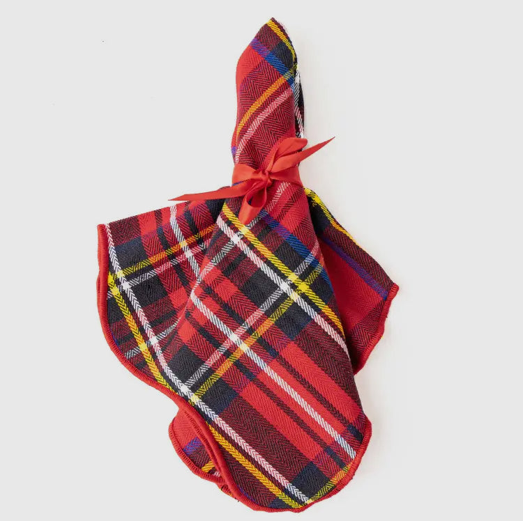 Scalloped Red Stewart Plaid Napkins