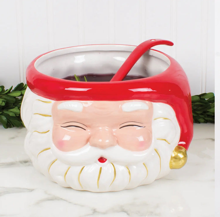 Red Santa Punch Bowl and Ladle