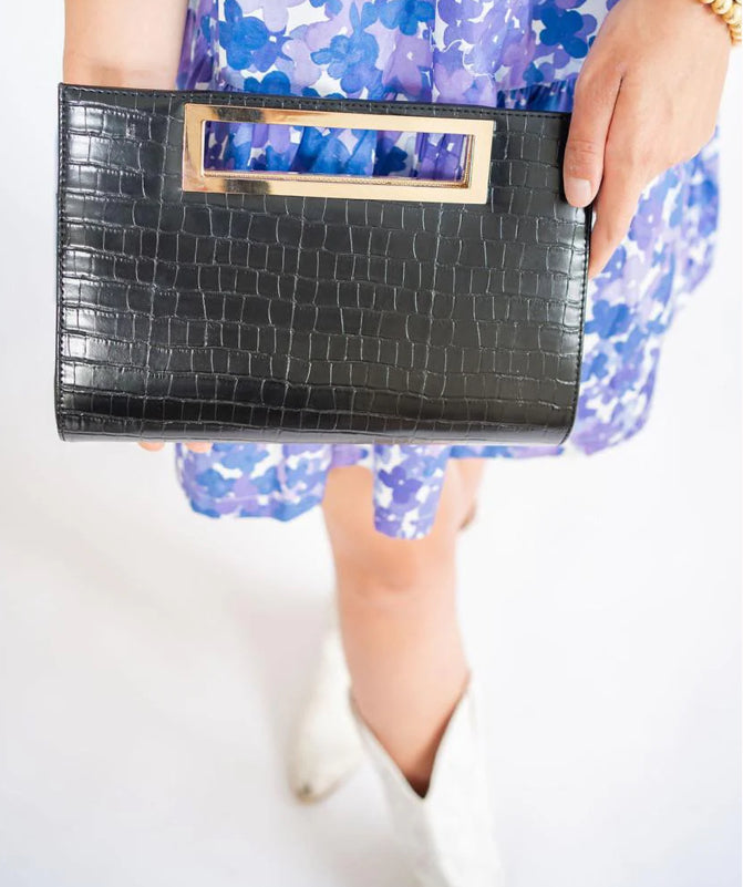 Chloe Black Croc Clutch
