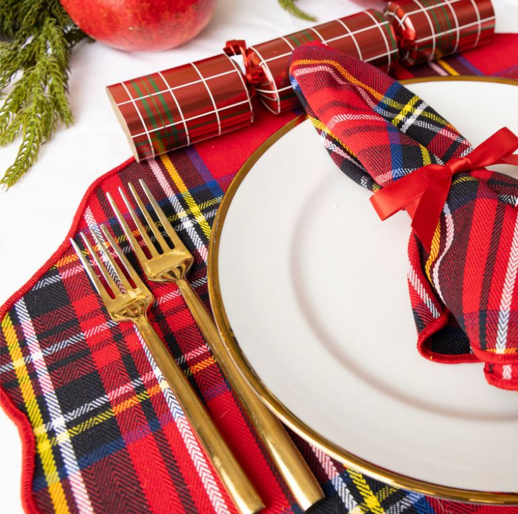 Christmas Stewart Plaid/Nutcracker Toile Reversible placemats