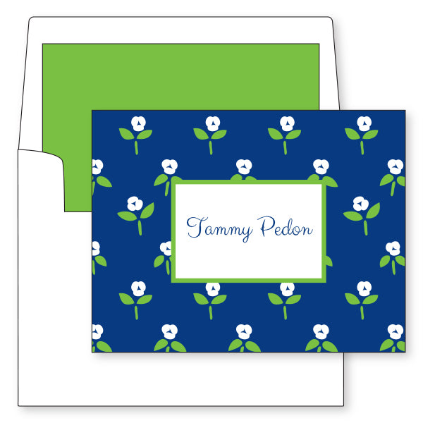 Navy Tulips Personalized Folded Card