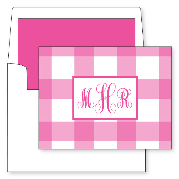 Buffalo Check Fold Over Personalized Folded Card - more colors