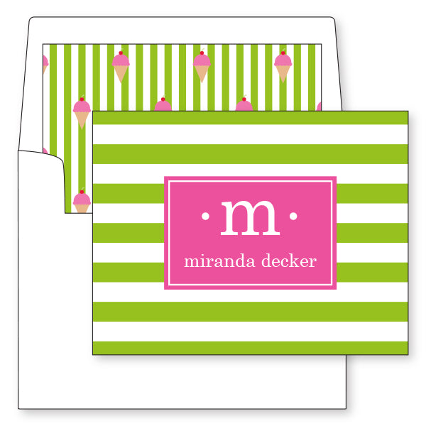 Candy Stripe Personalized Folded Card - more colors