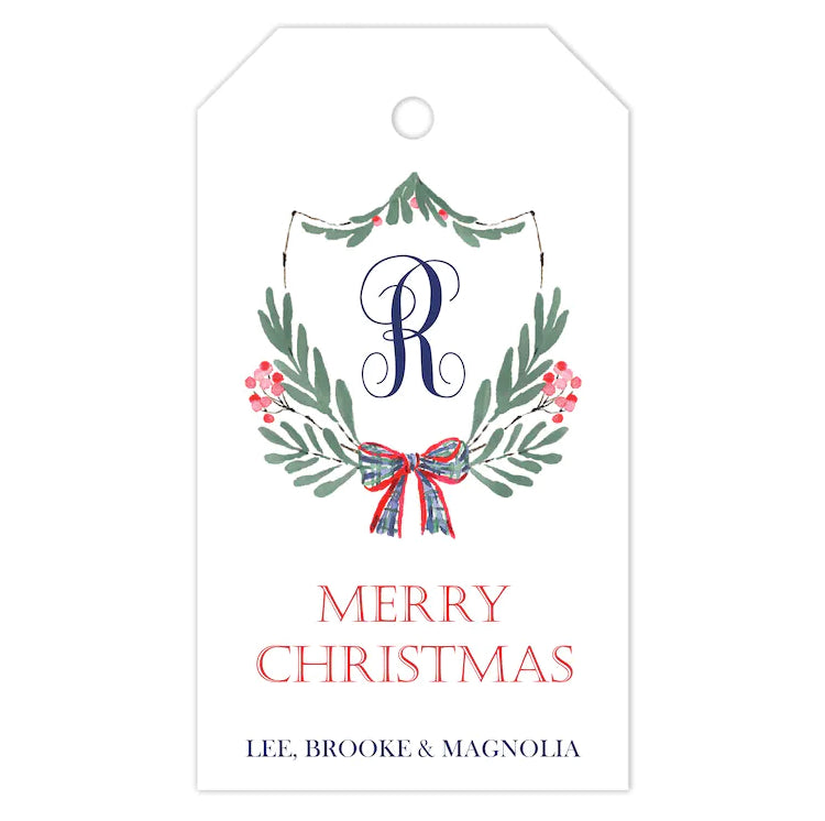 Holiday Crest Personalized Gift Tag