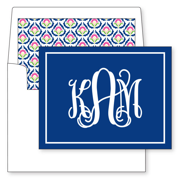 Solid Monogram Personalized Folded Card - more colors