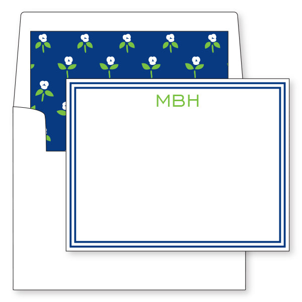 DD Double Border Monogram Flat Notecards