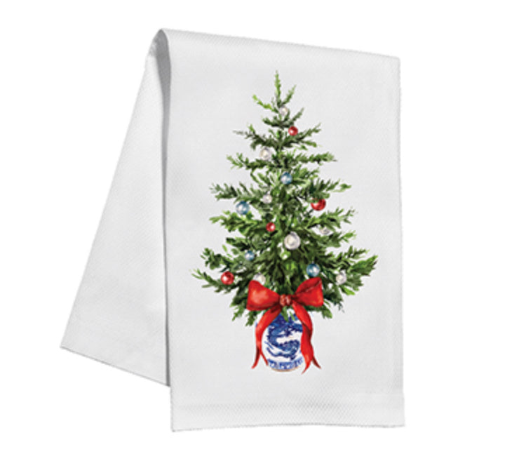 Christmas Tree in a Chinoiserie Pot Holiday Kitchen Towel
