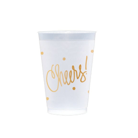 Frosted Plastic Cheers! Gold Tumblers