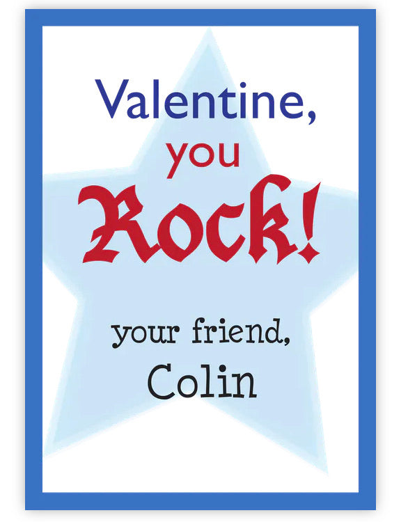 Rock Star Blue Valentine - Valentines for Kids