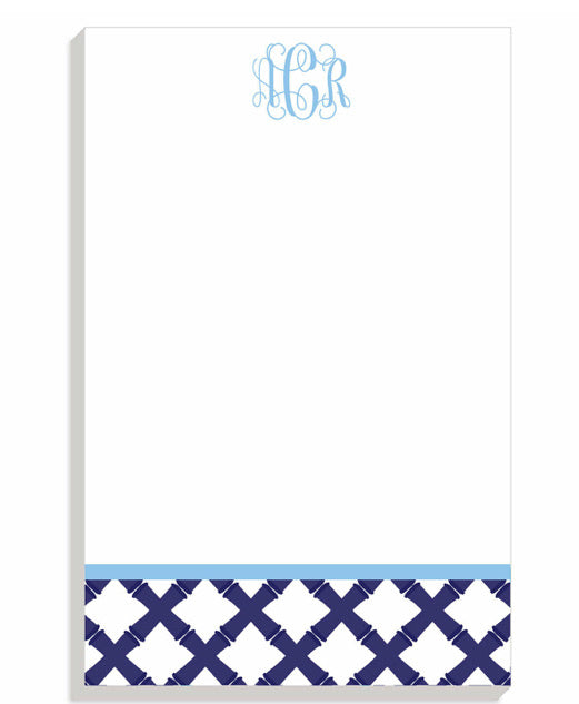 Navy and Dutch Blue Bamboo Personalized Notepad