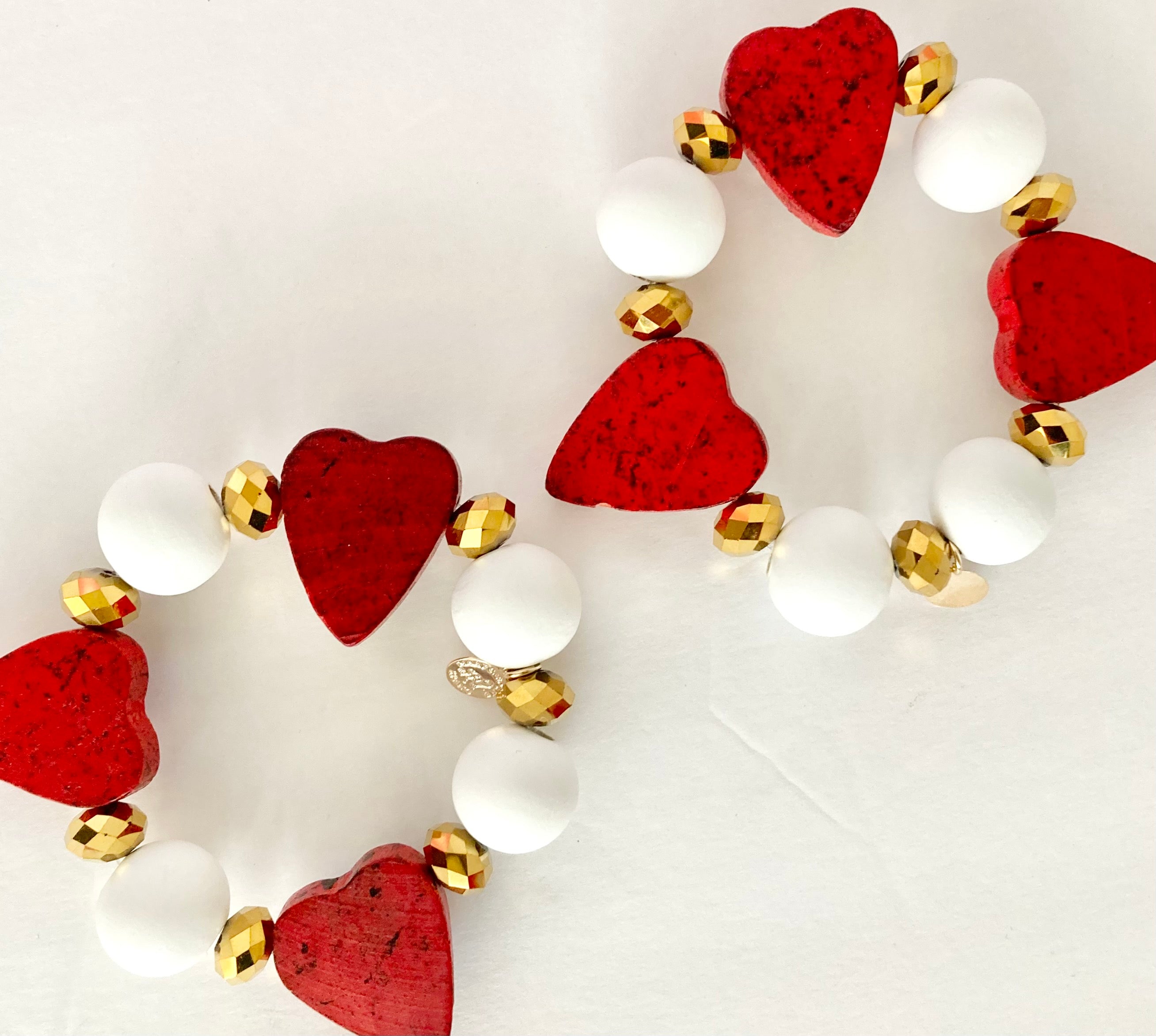 Red Heart Wooden Beaded bracelet