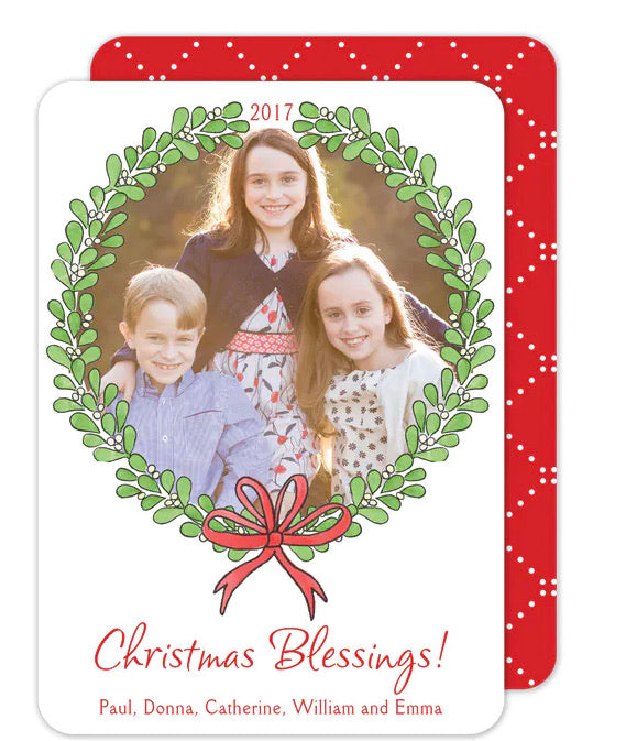 Mistletoe Wreath Holiday Photo Card