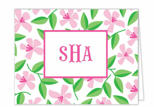 Pink Blossom Personalized Folded Notecards