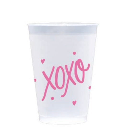 Frosted Plastic  XOXO Pink Tumblers