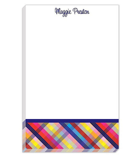 Colorful Gingham Personalized Notepad