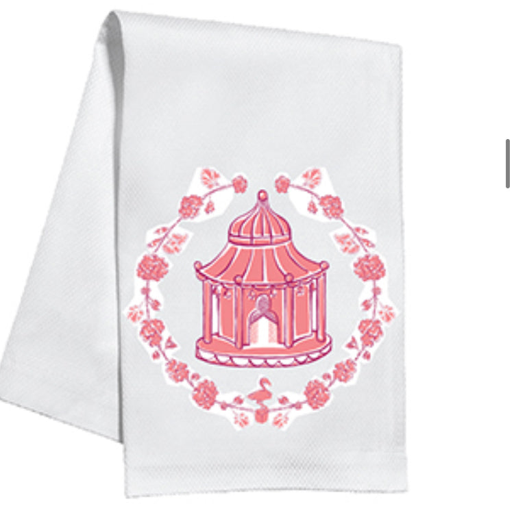 Pink Fancy Pagoda Tea Towel
