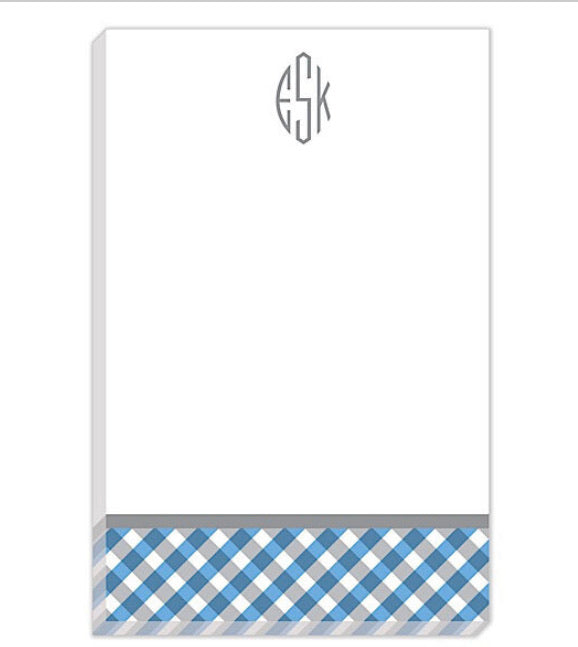 Blue Gingham Personalized Notepad
