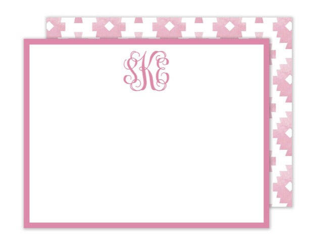 Pink Aztec Personalized Flat Notecards