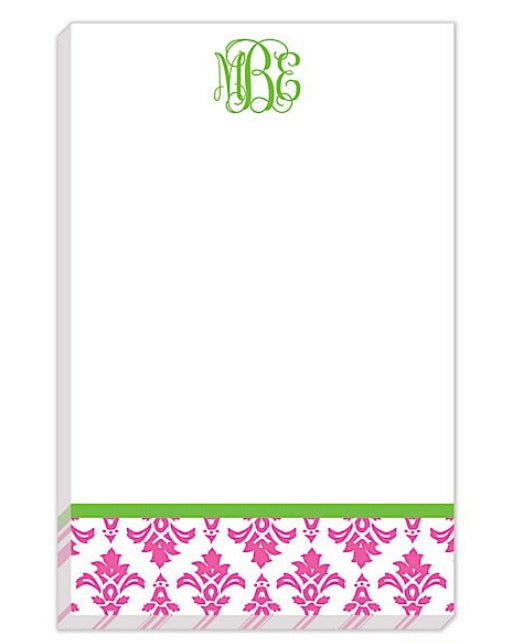 Pink Damask Personalized Notepad