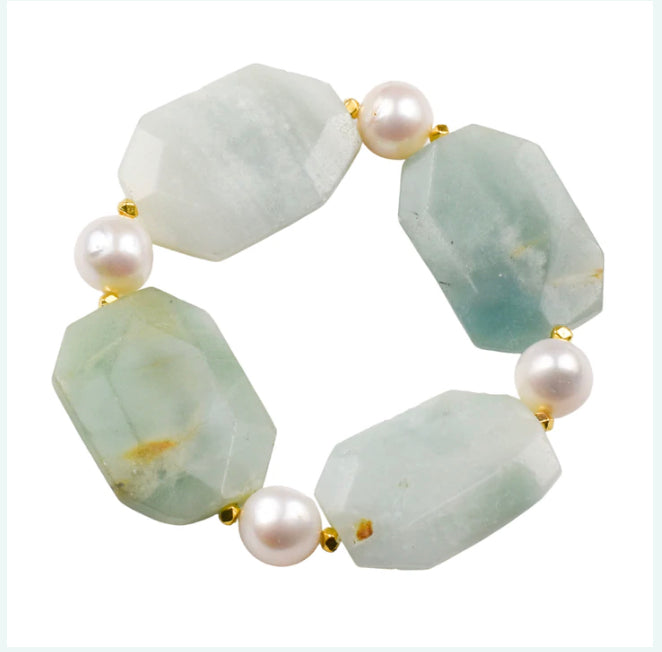 Freshwater Pearl and Amazonite Bracelet