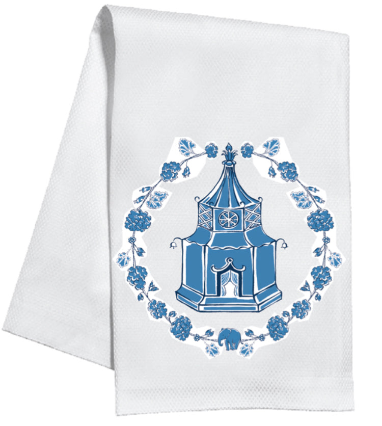 Blue Fancy Pagoda Tea Towel