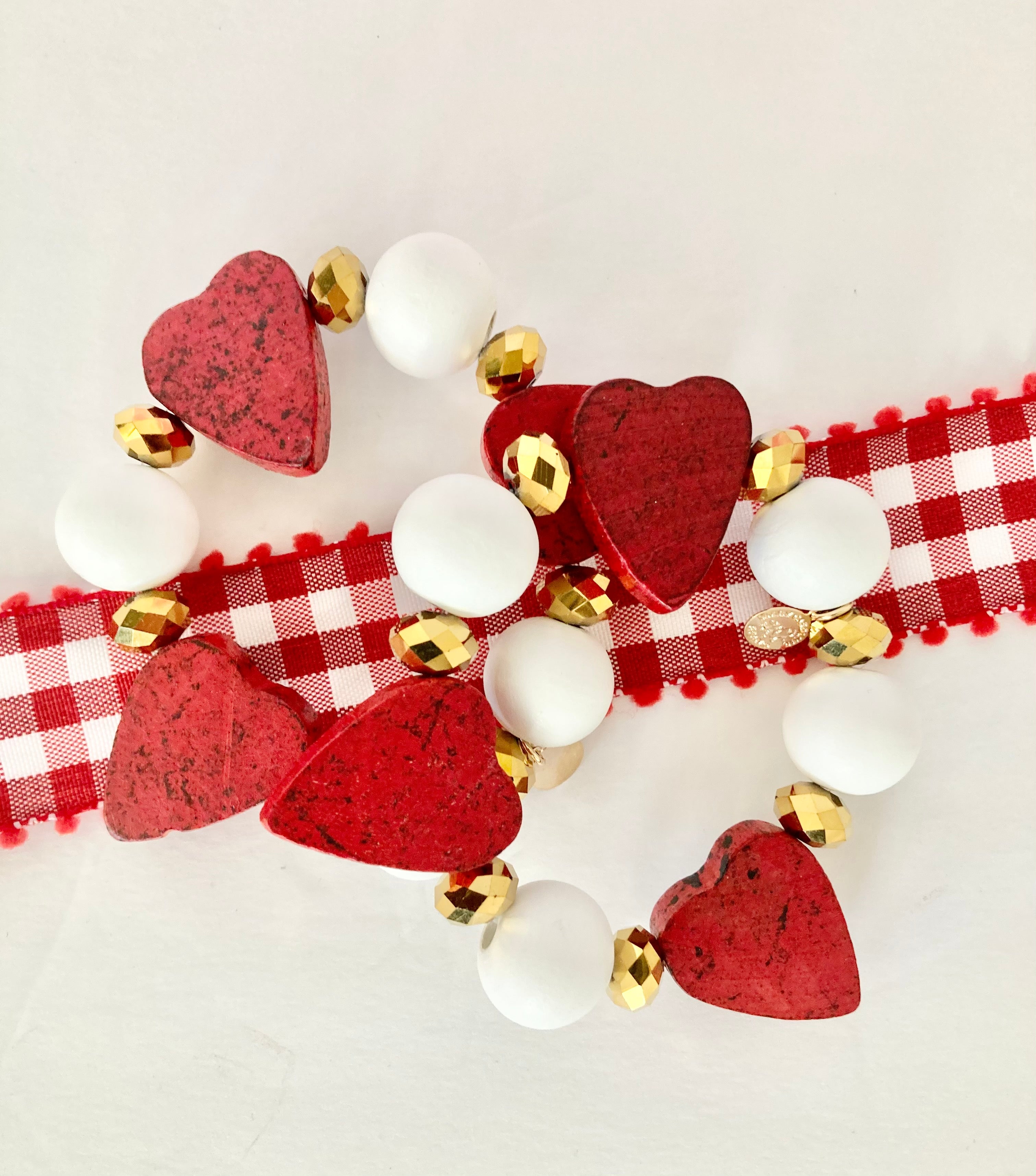 Red Heart Wooden Beaded bracelet