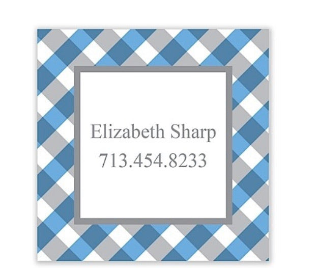 Blue and Grey Gingham Gift Sticker