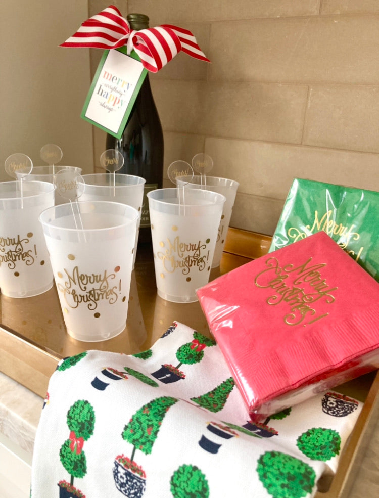 Frost Flex Cups -Merry Christmas with Gold Polka DotsGold Tumblers