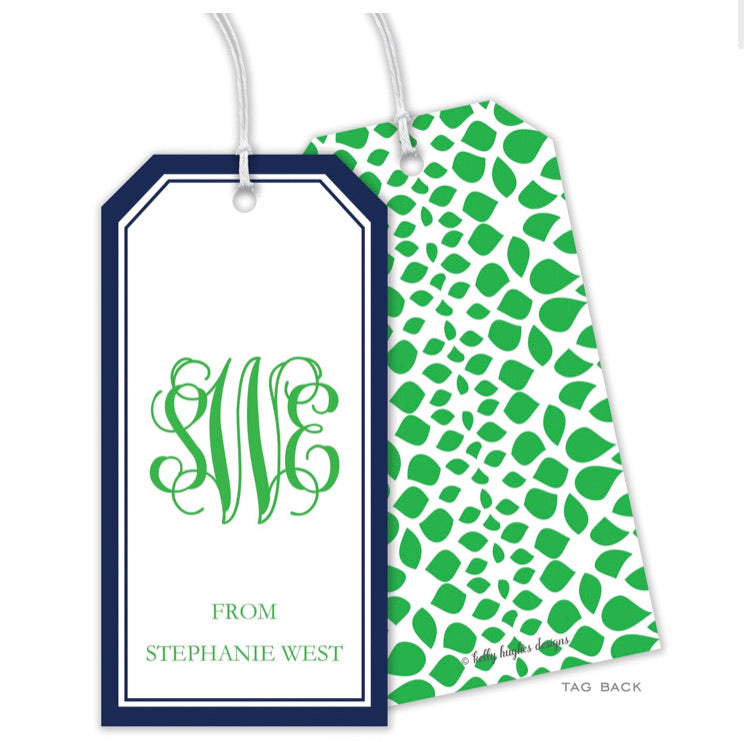 Green Reptile Monogram Personalized Gift Tag
