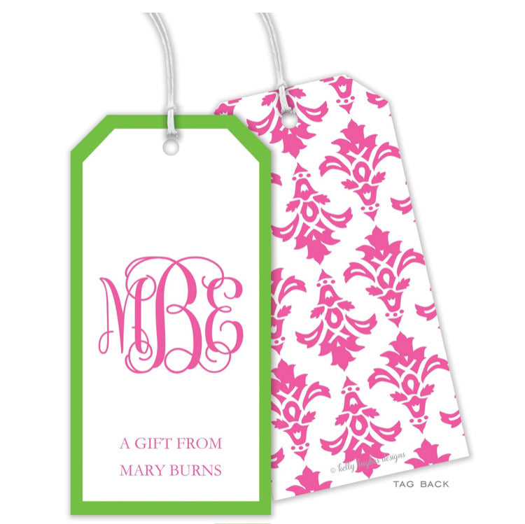 Pink Damask Personalized Gift Tag