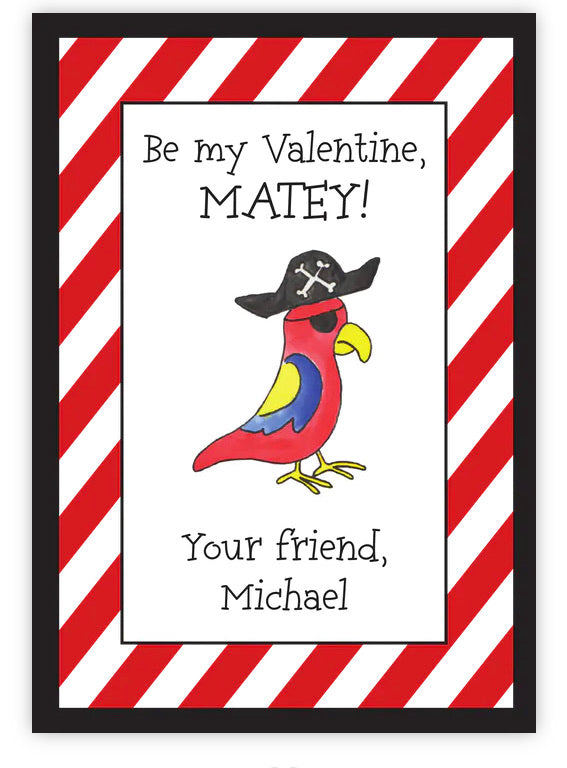 Pirate Parrot Valentine - Valentines for Kids
