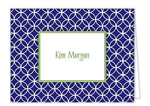 Navy Clover Personalized Folded Notecards