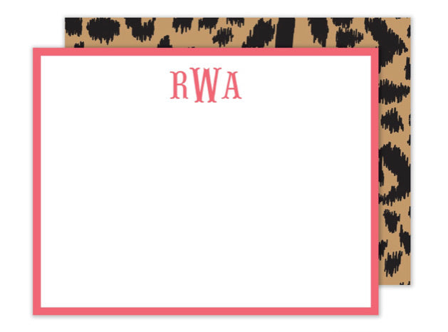 Preppy Leopard Personalized Flat Notecards