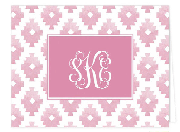 Pink Aztec Personalized Folded Notecards