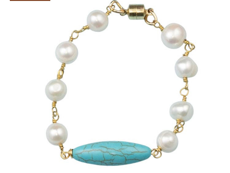 Olivia Turquoise and Pearl Bracelet